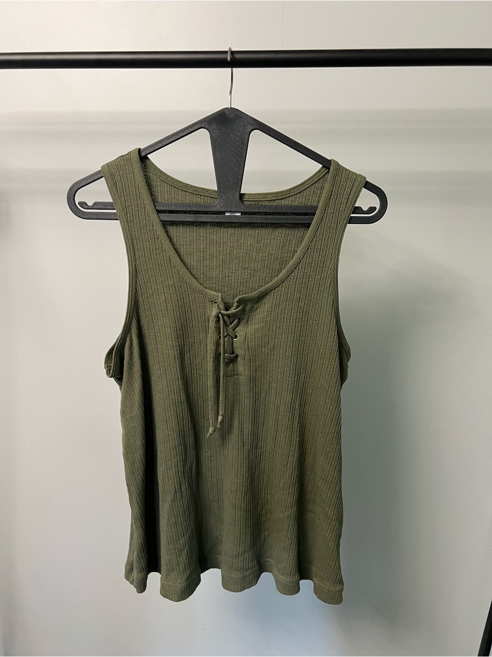 Old Navy Olive Lace-Up Ribbed Tank Top - Women